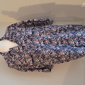 Bogari Studio Silk Button Short Sleeve Shirt Size Large